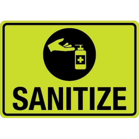 Lyle Sign, Sanitize (W Sym), LCUV-0061ST-RA_10x7 HiVis Reflective Aluminum Sign  Sanitize (W Sym) LCUV-0061ST-RA_10x7